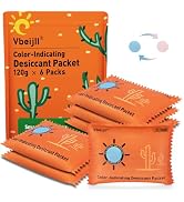 120 Gram (6 Pack) Color-Indicating Desiccant Packs for Storage, Rechargeable Silica Gel Packets, ...