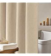 Seenus Linen Look Farmhouse Thick Fabric Shower Curtain Brown, Faux Linen Textured Country Rustic...