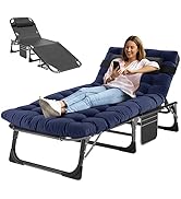MOPHOTO Folding Chaise Lounge Chair 5-Position, Folding Cot, Heavy Duty Patio Chaise Lounges for ...
