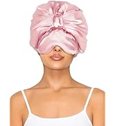 Vettres Double Layer Satin Bonnet with Eye Mask Adjustable Silk Sleep Cap Turban Style Hair Wrap ...