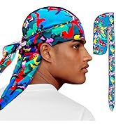 YARWAYER Silky Durag for Men Women Camouflage Do Rag with Long Tail Silky Hip Hop Turban Breathab...