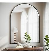 HARRITPURE 36"x48" Arched Bathroom Mirror - Black Wall Mounted Vanity Mirror Aluminum Alloy Frame...