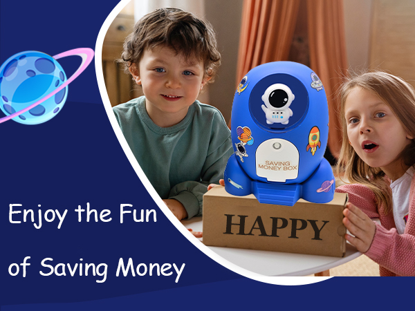 Rocket Ship Piggy Bank for Boys Money Safe Piggy Banks for Kids Cash Coin Can ATM Bank Coin