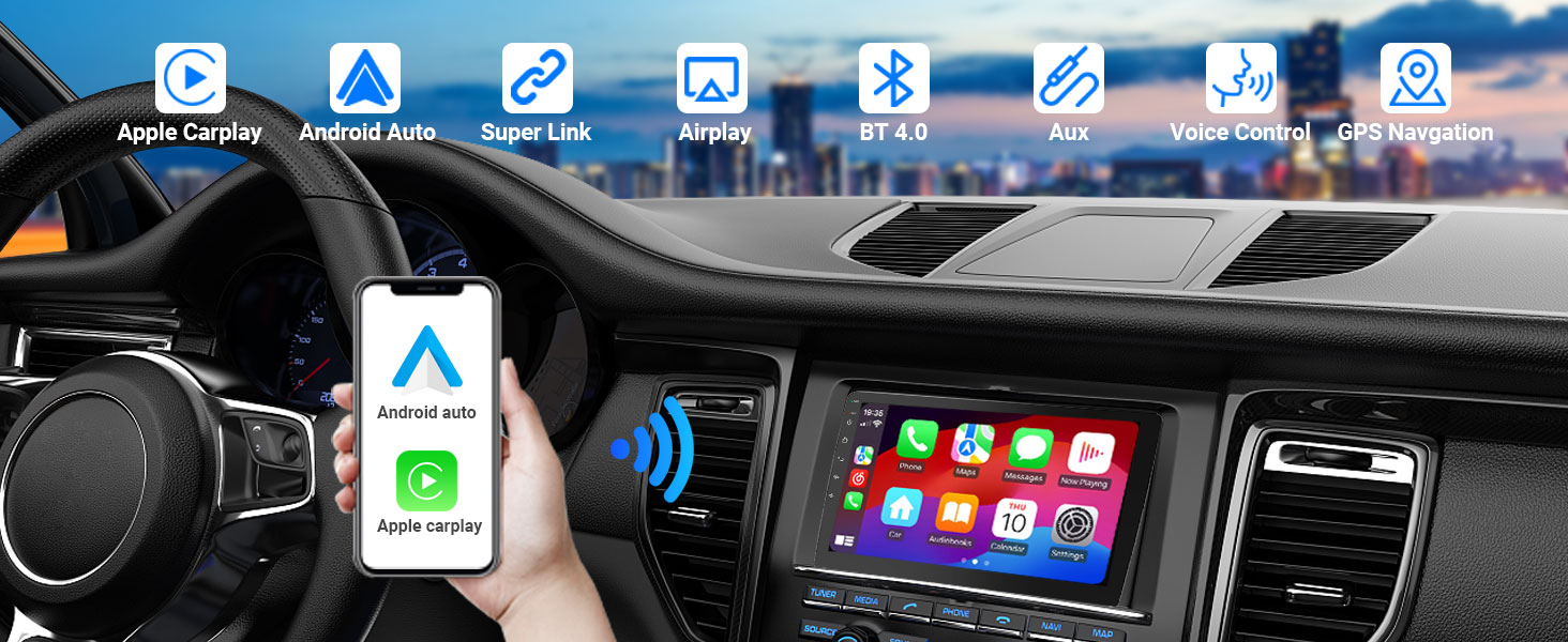 10&amp;#34; wireless double din car stereo