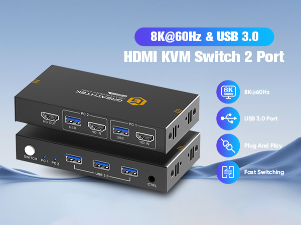 KVM Switch 1 monitor 2 computers