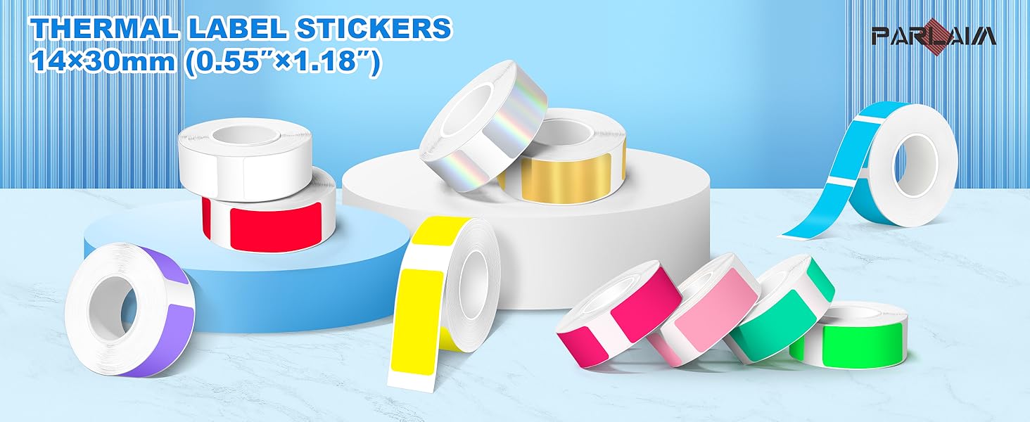 Label Maker Tape Black on White Continuous Sticker Thermal Paper Self-Adhesive Label Tape