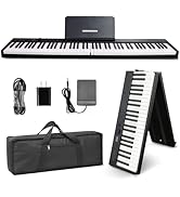 AiJoy ASP-10F 88-Key Piano Keyboard Portable Folding Piano with Semi-Weighted Keyboard, USB-MIDI,...