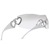 Pro Acme Wrap Around Y2K Rimless Sunglasses Women Men, Oversized Fashion Futuristic Sun Glasses C...