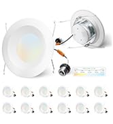 Anyhome 5/6 Recessed Lighting Led,12 Pack 5CCT Retrofit Led Can Lights,2700K/3000K/3500K/4000K/50...