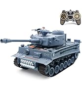 Dollox 1/18 Remote Control Tank 2.4Ghz, RC Military Toys German Tiger Army Battle Tank Vehicles w...