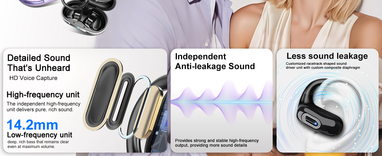 Open Ear Wireless Earbuds for Learning/Travel/Business, Compatible iOS/Android