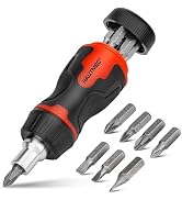 HAUTMEC 8-in-1 Stubby Ratcheting Screwdriver Set, Multi Screwdriver Tool All in One, Ratchet Shor...