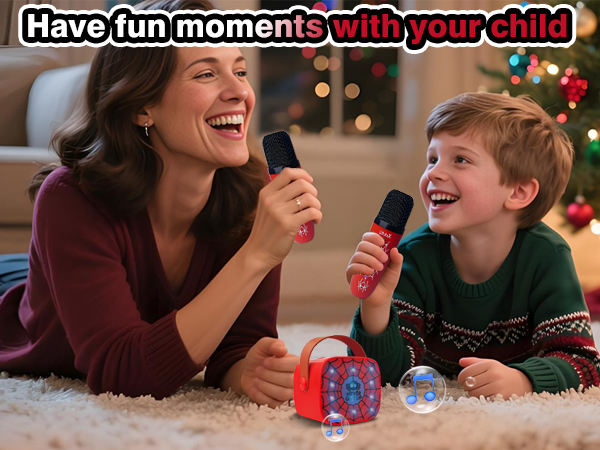 mini karaoke machine with 2 wireless microphones