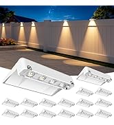 NIORSUN Solar Fence Lights Outdoor 16 Pack, IP65 Waterproof Large Size LED Solar Deck Lights with...