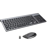 Wireless Keyboard and Mouse -USB Slim 2.4G Wireless Keyboard Mouse Combo Full-Size Ergonomic Comp...