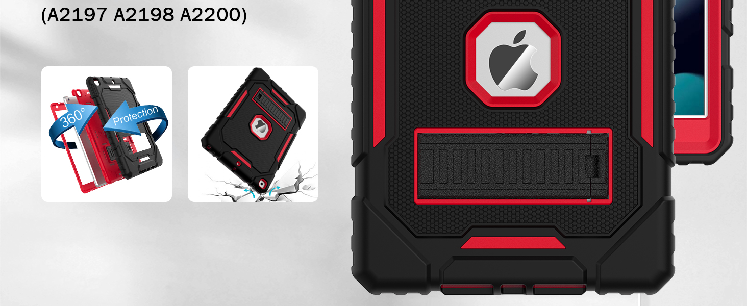 ipad 8th generation case black+red