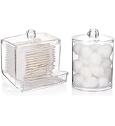Tbestmax Qtips Holder Bathroom Container, 10oz Big Qtip Dispenser 12oz Cotton Ball Holder, Clear ...