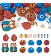 DIY Jewelry Making Beads Owl Leaf Round Silicone Focal Beads for Bracelets Craftdady 44Pcs 10mm A...