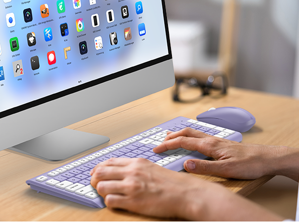 Wireless Keyboard and Mouse Combo, Full Size Silent Ergonomic Keyboard Mouse