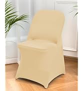 CYFFPKMN 10 Packs Champagne Spandex Stretch Folding Chair Covers for Wedding Party,Universal Fitt...