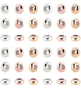 PH PandaHall 60pcs 3 Colors 8mm Stopper Beads Brass Rubber Beads Adjustable Slider Clasps Round B...