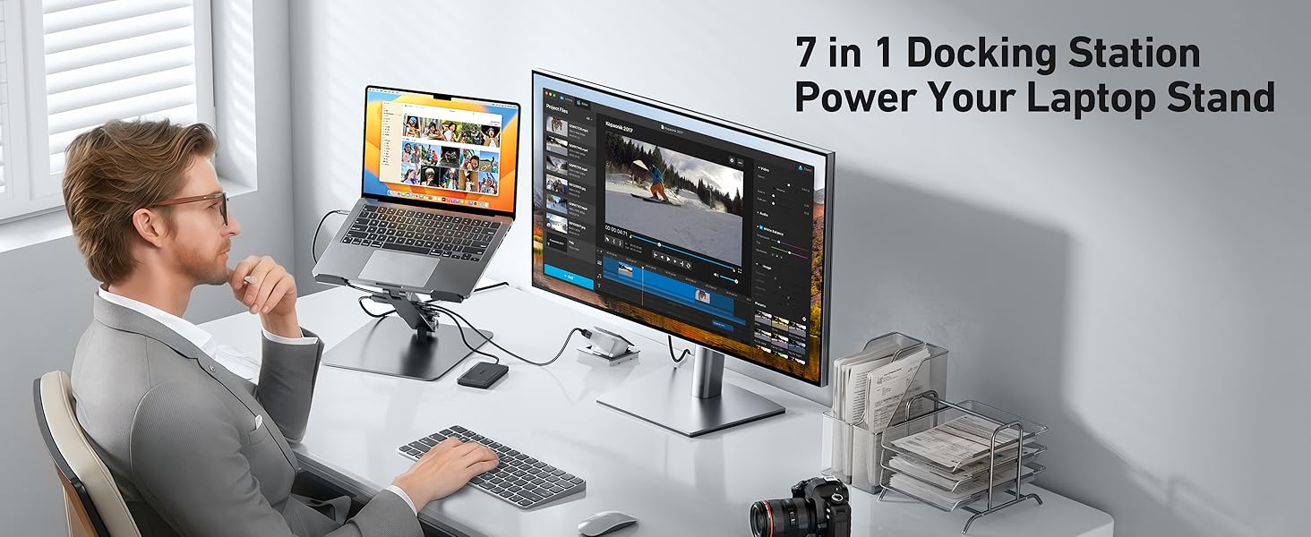 BENFEI Laptop Stand with USB C 7in1 Docking Station