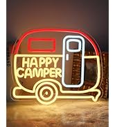 AceList Happy Camper RV Neon Signs for Wall Decor - Camper Decor with 9-Level Brightness Adjustme...