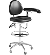 LIMKOMES Medical Dental Assistant Chair with Rotatable Armrest Rolling Medical Chair Ergonomic Sw...