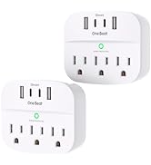 2 Pack Multi Plug Outlet Splitter with USB, Surge Protector Outlet Extender with 3 Wall Outlets 4...