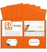Two Pocket Folders, RAZCC 50 Pack 2Pocket Folders Fit Letter Size Paper, Paper Folders with Pocke...