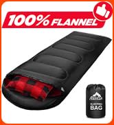 MEREZA Flannel Sleeping Bag for Adults Mens with Pillow, XL Cold Weather Sleeping Bag for 30 Degr...