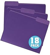 pmybupo File Folders 18 Pack 8.5x11 Inch,1/3 Cut Tab Colored File Folders Letter Size,Office Purp...