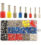 900pcs Wire Ferrules Terminals Kit, 8 Types Ferrule Connectors Kit AWG 22-7, Pin Terminal Connect...