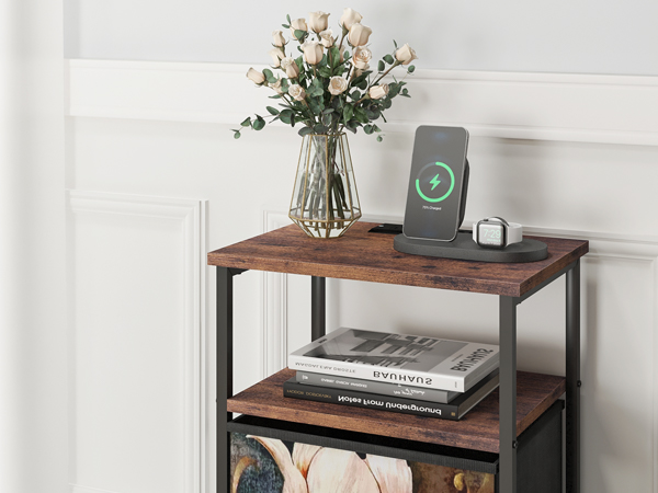 Nightstands Set of 2 with Charging Station