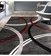 Rugshop Modern Wavy Circles Design Area Rug 5' 3" x 7' 3" Red