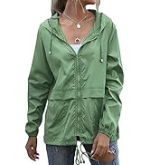 Muzeca Women's Waterproof Raincoat Lightweight Rain Jacket Hooded Windbreaker with Pockets for Ou...