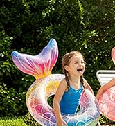 MoKo Inflatable Swimming Ring, Cute Pool Float Tube Decorations Swim Tubes Outdoor Pool Beach Wat...