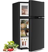 Antarctic Star Compact Refrigerator with Freezer,2 Door Mini Fridge,Adjustable Shelf,Small Fridge...