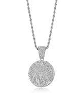 LGYIC White Gold Plated Coin Pendant Necklace for Women, Hypoallergenic Cubic Zirconia, Adjustabl...