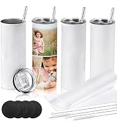 D·S 4 Pack Sublimation Tumblers 20 oz Skinny Stainless Steel Insulated Straight Sublimation Tumbl...