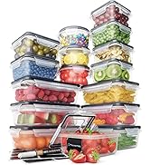 Chef's Path 32 Piece Clear Plastic Food Storage Container | Easy Snap Lids, Airtight, Free Labels...