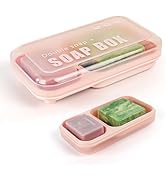 AIDIMMING Large Dual Compartment Soap Dish with Lid &amp; Drain Holes | Large Capacity Shower Organiz...