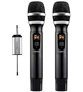 HOTEC Wireless Microphone, Metal Dual UHF Dynamic Handheld Microphone System for Karaoke, Singing...