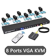 8X1 VGA KVM Switch, 8 Port VGA USB Switcher for 8 Computers Share One Monitor 4 USB 2.0 Devices, ...