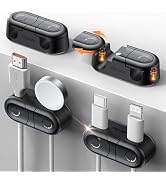 Magnetic Cable Clips - Chfeila 4Pack [Dual Slot] [360°Rotating &amp; Twist-Lock] Cord Management, Adh...