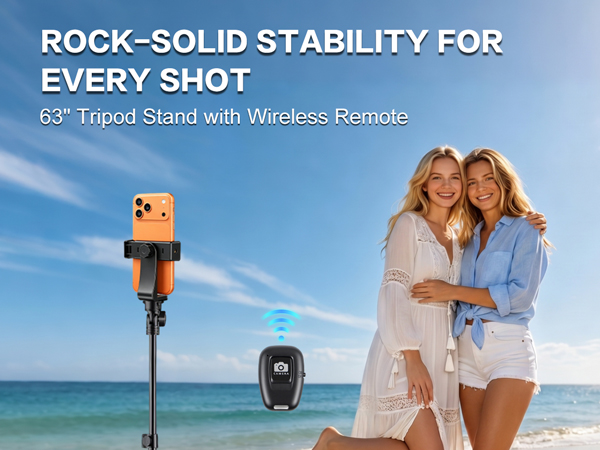 ROCK-SOLID STABILITY FOR EVERY SHOT 63" Tripod Stand with Wireless Remote