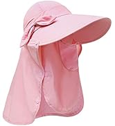 icolor Women Sun Cap Finshing Hats UPF+50 Detachable Face Mask Neck Flap Visor Wide Brim Sun Prot...