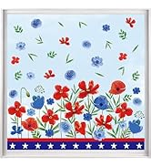 Chunnin 9 Sheets 4th of July Window Clings Patriotic Independence Day Summer Wild Flower Window S...