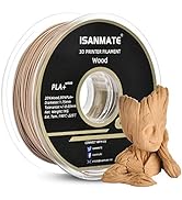 iSANMATE Wood Filament 1.75mm, PLA+ Wood Filament 1.75mm, 3D Printer Filament 1kg Spool (20% Wood...