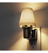 L LOHAS LED Night Lights Plug into Wall, Linen Fabric Round Platform Decor Night Light, Dusk to D...